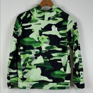 Under Armour Youth Large Green Camo Hoodie Pocket Sports Green